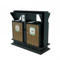 河南天祥 鋼木垃圾桶二分類環保果皮箱  （小區/公園/街道)