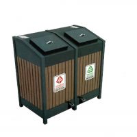 戶外鋼木垃圾桶室外垃圾箱環保果殼箱二分類果皮箱 河南天祥